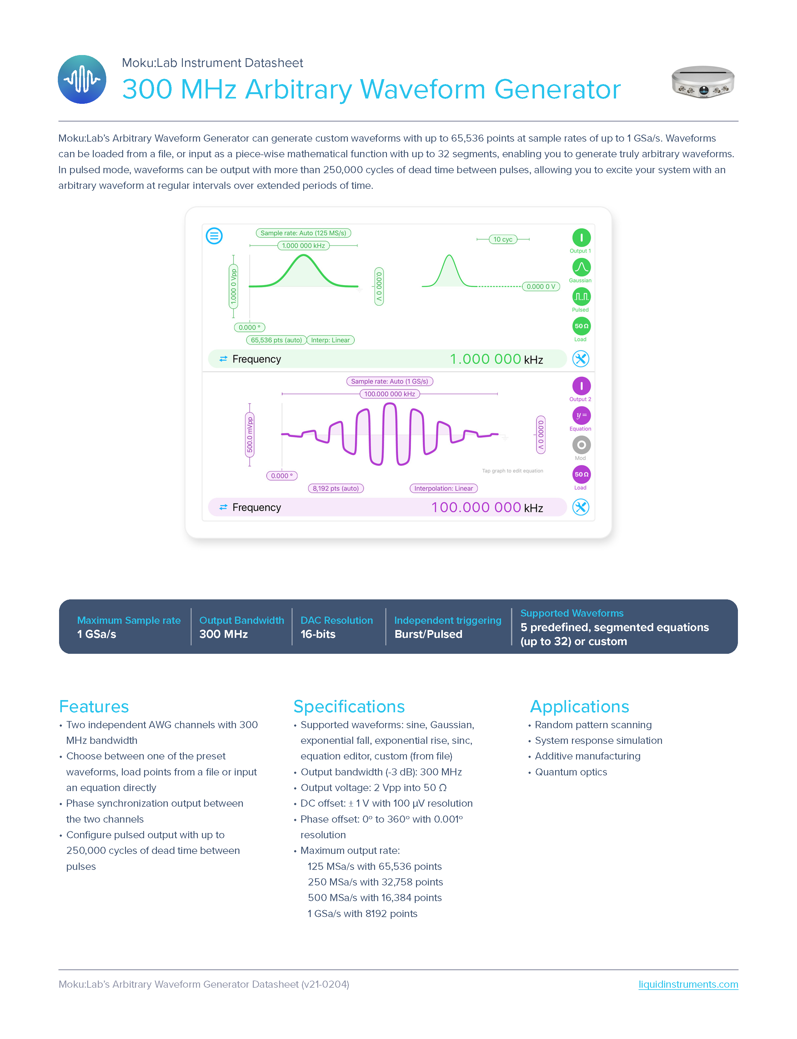 Datasheet-MokuLab-ArbitraryWaveformGener